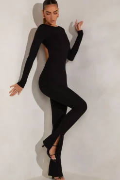 Oh Polly Jumpsuits & Unitards^High Neck Open Back Jumpsuit in Black