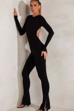 Oh Polly Jumpsuits & Unitards^High Neck Open Back Jumpsuit in Black