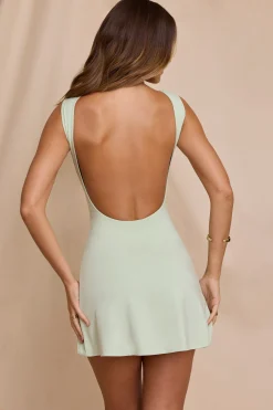 Oh Polly Tencel™ Modal Dresses^High Neck Open Back Mini Dress in Light Sage LightSage
