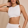 Oh Polly Co-Ords | Tops^High Neck Twist Crop Top in White