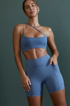 Oh Polly Matching Sets^High Waist Biker Shorts with Pockets in Blue