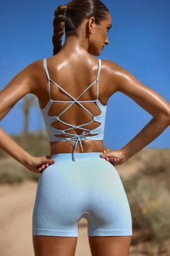 Oh Polly Matching Sets | Shorts^High Waist FlexiRib Mini Shorts in Sky Blue SkyBlue