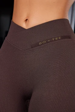 Oh Polly Matching Sets | Leggings^High Waist Ribbed Leggings in Brown