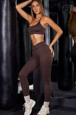 Oh Polly Matching Sets | Leggings^High Waist Ribbed Leggings in Brown