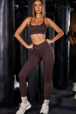Oh Polly Matching Sets | Leggings^High Waist Ribbed Leggings in Brown