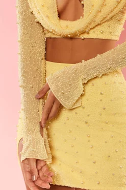 Oh Polly Women'S Clothing Sale - $65 And Under | Women'S Clothing Sale - $40 And Under^High Waist Thigh Split Mini Skirt in Yellow