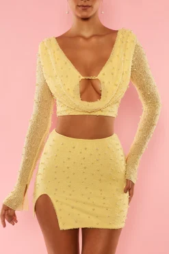Oh Polly Women'S Clothing Sale - $65 And Under | Women'S Clothing Sale - $40 And Under^High Waist Thigh Split Mini Skirt in Yellow