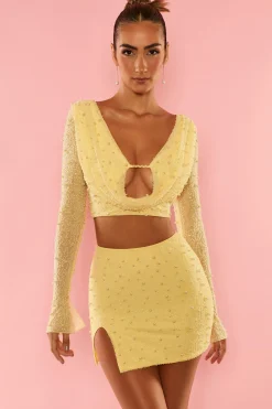 Oh Polly Women'S Clothing Sale - $65 And Under | Women'S Clothing Sale - $40 And Under^High Waist Thigh Split Mini Skirt in Yellow
