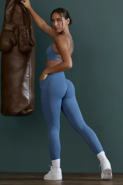 Oh Polly Matching Sets | Leggings^High Waist Wrap Over Leggings in Blue