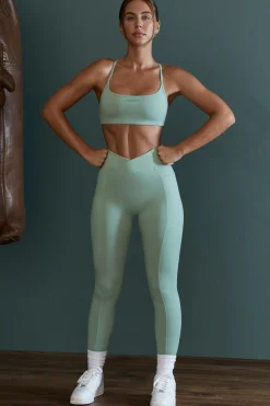 Oh Polly Matching Sets | Leggings^High Waist Wrap Over Leggings in Sage Green