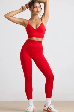 Oh Polly Matching Sets | Leggings^High-Waist Define Luxe Leggings in Red