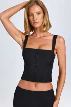 Oh Polly Co-Ords | Tops^Hook-And-Eye Corset Top in Black
