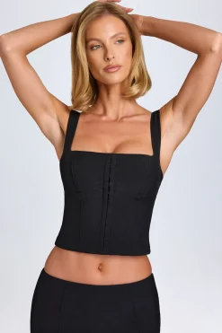 Oh Polly Co-Ords | Tops^Hook-And-Eye Corset Top in Black
