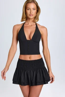Oh Polly Co-Ords | Tops^Hook-And-Eye Halterneck Corset Top in Black