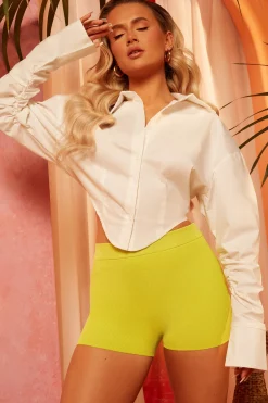 Oh Polly Women'S Clothing Sale - $65 And Under | Women'S Clothing Sale - $40 And Under^Hot In Here Ribbed Knit Mini Shorts in Lime