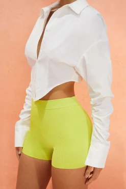 Oh Polly Women'S Clothing Sale - $65 And Under | Women'S Clothing Sale - $40 And Under^Hot In Here Ribbed Knit Mini Shorts in Lime