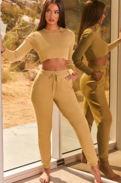 Oh Polly Women'S Clothing Sale - $65 And Under | Women'S Clothing Sale - $40 And Under^Influencer Petite Ribbed Knit Joggers in Olive