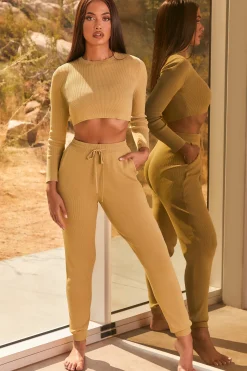Oh Polly Women'S Clothing Sale - $65 And Under | Women'S Clothing Sale - $40 And Under^Influencer Petite Ribbed Knit Joggers in Olive