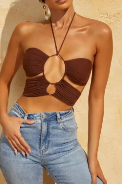 Oh Polly Women'S Clothing Sale - $40 And Under | Women'S Clothing Sale - $65 And Under^Keyhole Crop Top in Brown