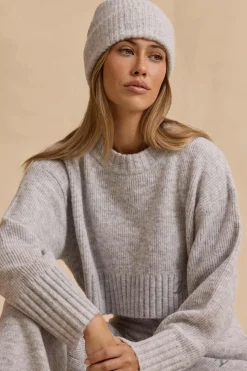 Oh Polly Knitwear^Knit Beanie Hat in Ice Marl IceMarl