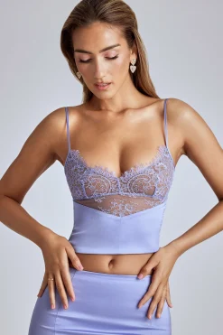 Oh Polly Women'S Clothing Sale - $65 And Under | Wedding Guest^Lace Panel Cami Top in Blue Lavender BlueLavender
