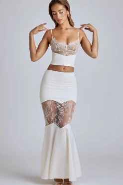 Oh Polly Co-Ords | Tops^Lace Panel Cami Top in Ivory