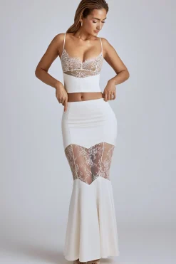 Oh Polly Co-Ords | Tops^Lace Panel Cami Top in Ivory