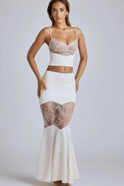 Oh Polly Co-Ords | Tops^Lace Panel Cami Top in Ivory