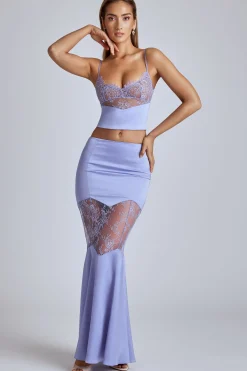 Oh Polly Women'S Clothing Sale - $65 And Under | Women'S Clothing Sale - $40 And Under^Lace Panel Fishtail Gown Skirt in Blue Lavender BlueLavender
