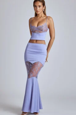Oh Polly Women'S Clothing Sale - $65 And Under | Women'S Clothing Sale - $40 And Under^Lace Panel Fishtail Gown Skirt in Blue Lavender BlueLavender