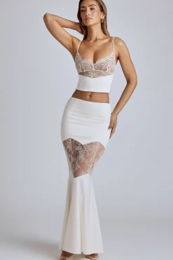Oh Polly Women'S Clothing Sale - $65 And Under | Bride To Be^Lace Panel Fishtail Gown Skirt in Ivory