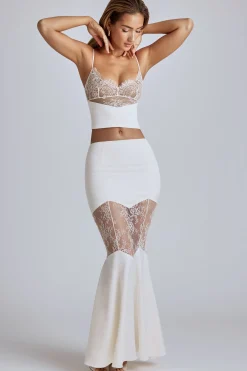 Oh Polly Women'S Clothing Sale - $65 And Under | Bride To Be^Lace Panel Fishtail Gown Skirt in Ivory