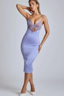 Oh Polly Women'S Clothing Sale - $65 And Under | Wedding Guest^Lace Panel Midi Dress in Blue Lavender BlueLavender