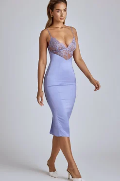 Oh Polly Women'S Clothing Sale - $65 And Under | Wedding Guest^Lace Panel Midi Dress in Blue Lavender BlueLavender