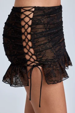 Oh Polly Skirts & Skorts | Co-Ords^Lace Ruffle Mini Skirt in Black