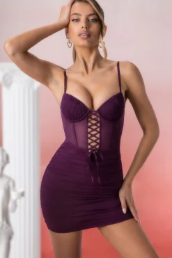 Oh Polly Women'S Clothing Sale - $65 And Under | Women'S Clothing Sale - $40 And Under^Lace Up Mini Dress in Wine