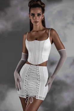 Oh Polly Skirts & Skorts^Lace Up Mini Skirt in White