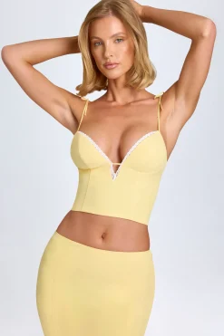 Oh Polly Co-Ords | Tops^Lace-Trim Camisole Top in Pastel Yellow PastelYellow
