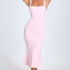 Oh Polly Wedding Guest | Georgette And Chiffon^Lace-Trim Midaxi Dress in Blush