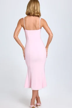 Oh Polly Wedding Guest | Georgette And Chiffon^Lace-Trim Midaxi Dress in Blush