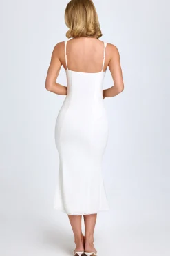 Oh Polly Bride To Be | Georgette And Chiffon^Lace-Trim Midaxi Dress in White
