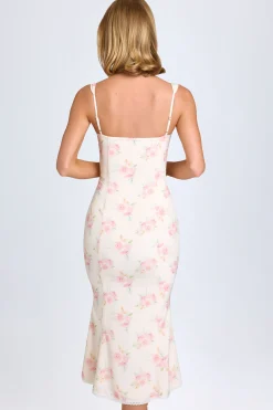 Oh Polly Wedding Guest | Georgette And Chiffon^Lace-Trim Midaxi Dress in Large Rose Print LargeRosePrint