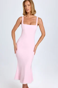 Oh Polly Wedding Guest | Georgette And Chiffon^Lace-Trim Midaxi Dress in Blush