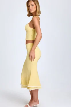 Oh Polly Skirts & Skorts | Co-Ords^Lace-Trim Mid-Rise Midaxi Skirt in Pastel Yellow PastelYellow