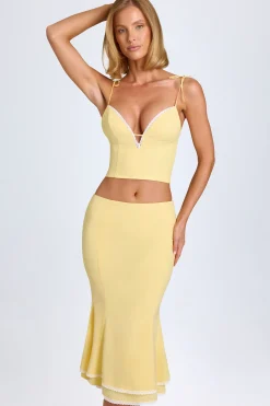 Oh Polly Skirts & Skorts | Co-Ords^Lace-Trim Mid-Rise Midaxi Skirt in Pastel Yellow PastelYellow