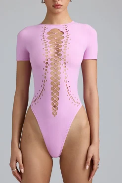 Oh Polly Women'S Clothing Sale - $65 And Under | Women'S Clothing Sale - $40 And Under^Lace-Up Bodysuit in Violet Pink VioletPink
