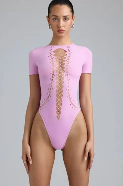 Oh Polly Women'S Clothing Sale - $65 And Under | Women'S Clothing Sale - $40 And Under^Lace-Up Bodysuit in Violet Pink VioletPink