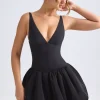 Oh Polly Party Dresses | Homecoming Dresses^Lace-Up Bubble Hem Corset Micro Mini Dress in Black