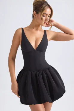 Oh Polly Party Dresses | Homecoming Dresses^Lace-Up Bubble Hem Corset Micro Mini Dress in Black