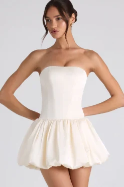 Oh Polly Party Dresses | Birthday^Lace-Up Bubble Hem Corset Mini Dress in Ivory